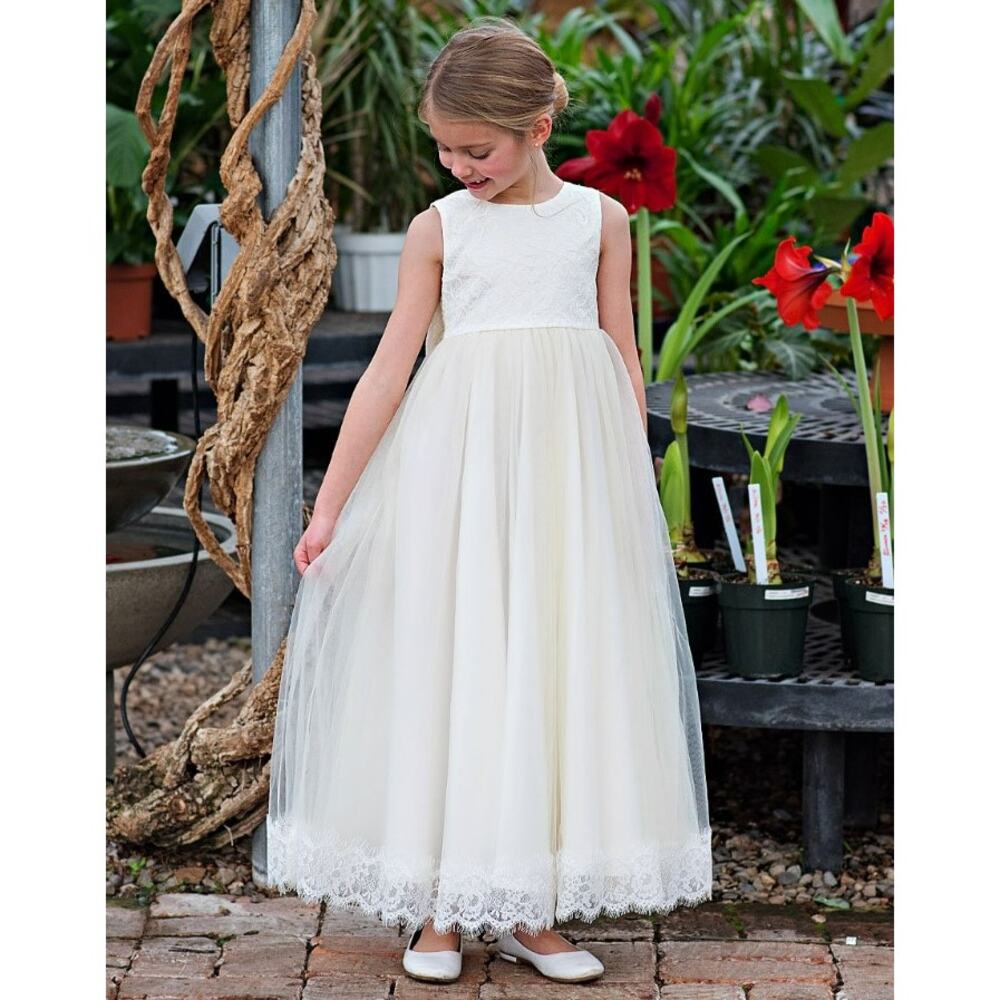 Just Couture | Ivory Lace Lucinda Big Bow Dress Toddler & Girls